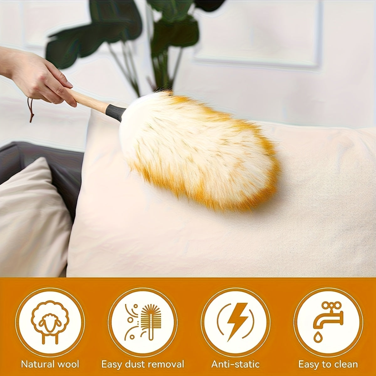 Washable Wool Duster for Cleaning, Suitable for Household And Car Use, Effective for Sweeping Dust And Maintaining a Tidy Home