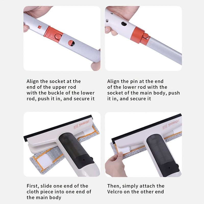 Window Cleaner with Front and Rear Wipers + Expandable Sprayer - Window Vacuum Squeegee - Complete Set Suitable for Glass, Windows, and Mirrors - Quick-Drying - Window Cleaning Tool - Car Window Cleaning Spray