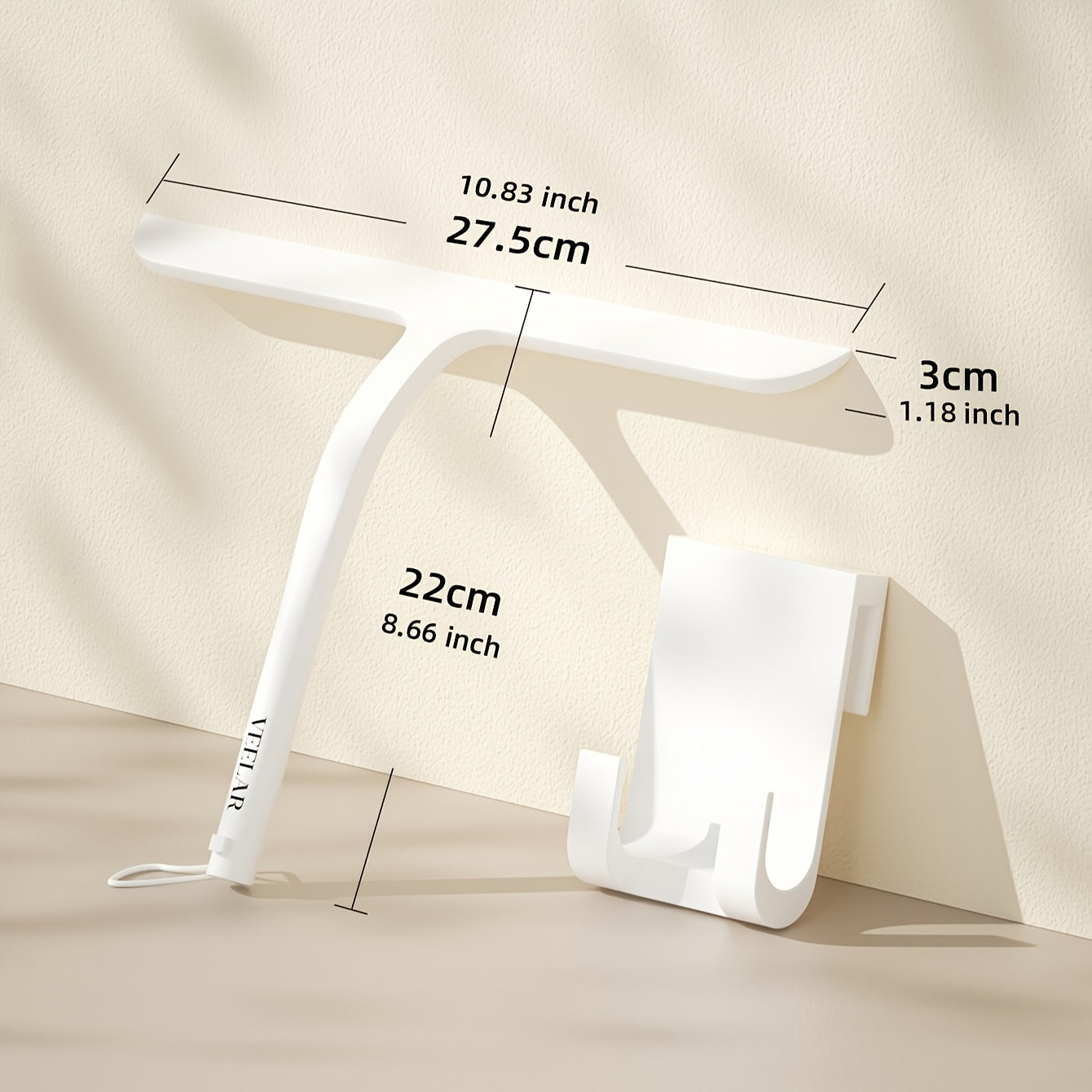 VEELAR New Extended Size 1pc Glass Squeegee, Household Window and Bathroom Cleaning Tool, Mirror, Toilet, Glass Countertop Wiper and Scraper with Hook