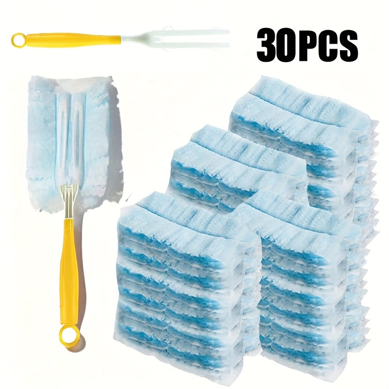 30pcs\u002F40pcs\u002F60pcs Disposable Electrostatic Dusters for Cleaning, Perfect for Home And Car Use. Replacement Heads for Household Dusting Brushes, Suitable for Laundry, Furniture, Vehicles, And Keyboards (Includes Handle) - Cleaning Supplies