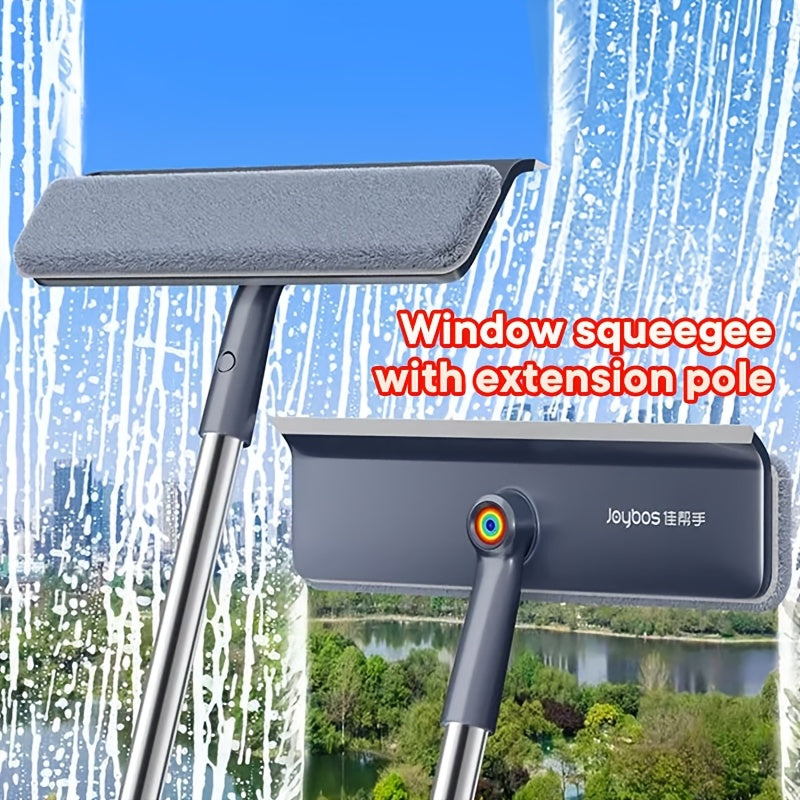 Joybos Window Squeegee, 360-degree Swivel Brush Squeegee for Window Cleaning, Dual-purpose Glass Squeegee, High-altitude Window Cleaning Tool, Window Squeegee with Extension Pole, Bathroom Mirror, Car Window, Windshield Cleaner Tool.