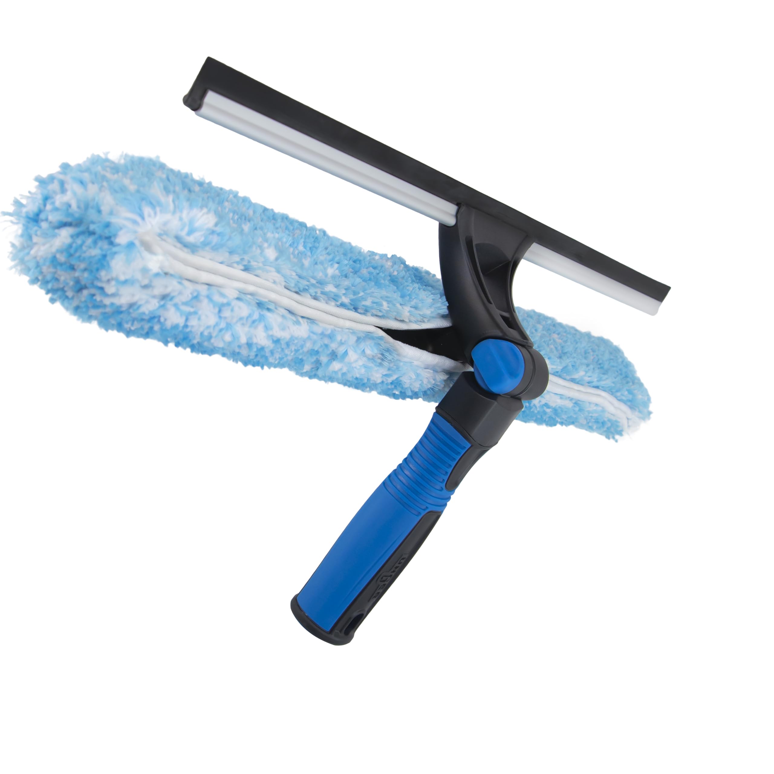 Unger Professional 2-in-1 Squeegee and Scrubber, 18' Window Cleaning Tool, Commercial and Residential Use, Washer Cleaner Supplies to Remove Excess Water and Dry