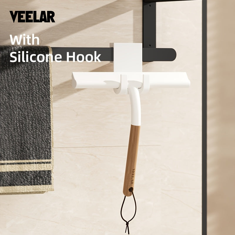 VEELAR 2026 New Beech Wood Silicone Squeegee for Home Bathroom Glass with Optional Hooks