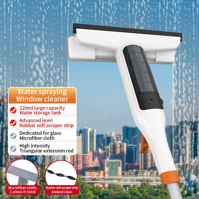 Window Cleaner with Front and Rear Wipers + Expandable Sprayer - Window Vacuum Squeegee - Complete Set Suitable for Glass, Windows, and Mirrors - Quick-Drying - Window Cleaning Tool - Car Window Cleaning Spray