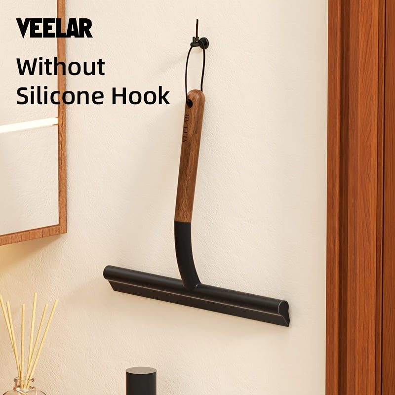 VEELAR 2026 New Beech Wood Silicone Squeegee for Home Bathroom Glass with Optional Hooks