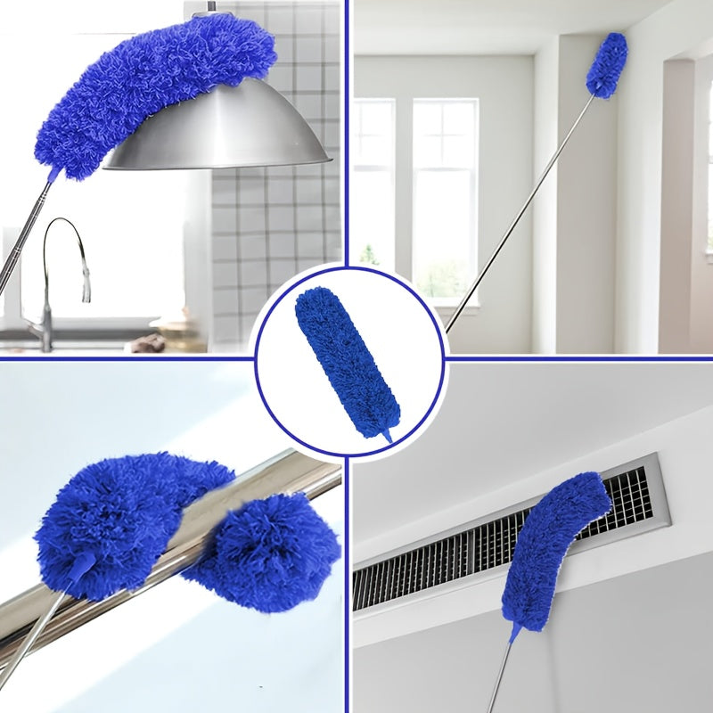 Microfiber Duster with 110.24inch Telescopic Extension Pole Kit for High Ceilings, Cleaning Fan Spider Webs, Reusable and Washable Lightweight Ceiling Fan Nets, Blinds