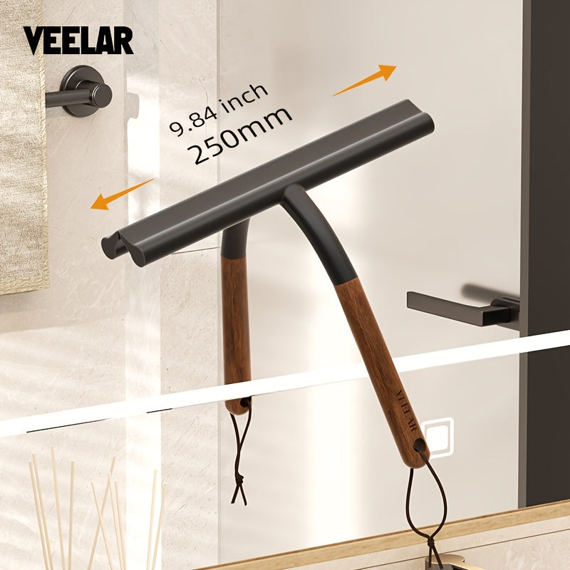 VEELAR 2026 New Beech Wood Silicone Squeegee for Home Bathroom Glass with Optional Hooks